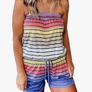 NWOT sleeveless striped romper size small